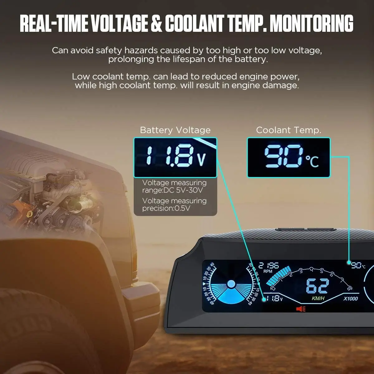 X90 OBD With TPMS Performance Monitoring Gauge - Image 6